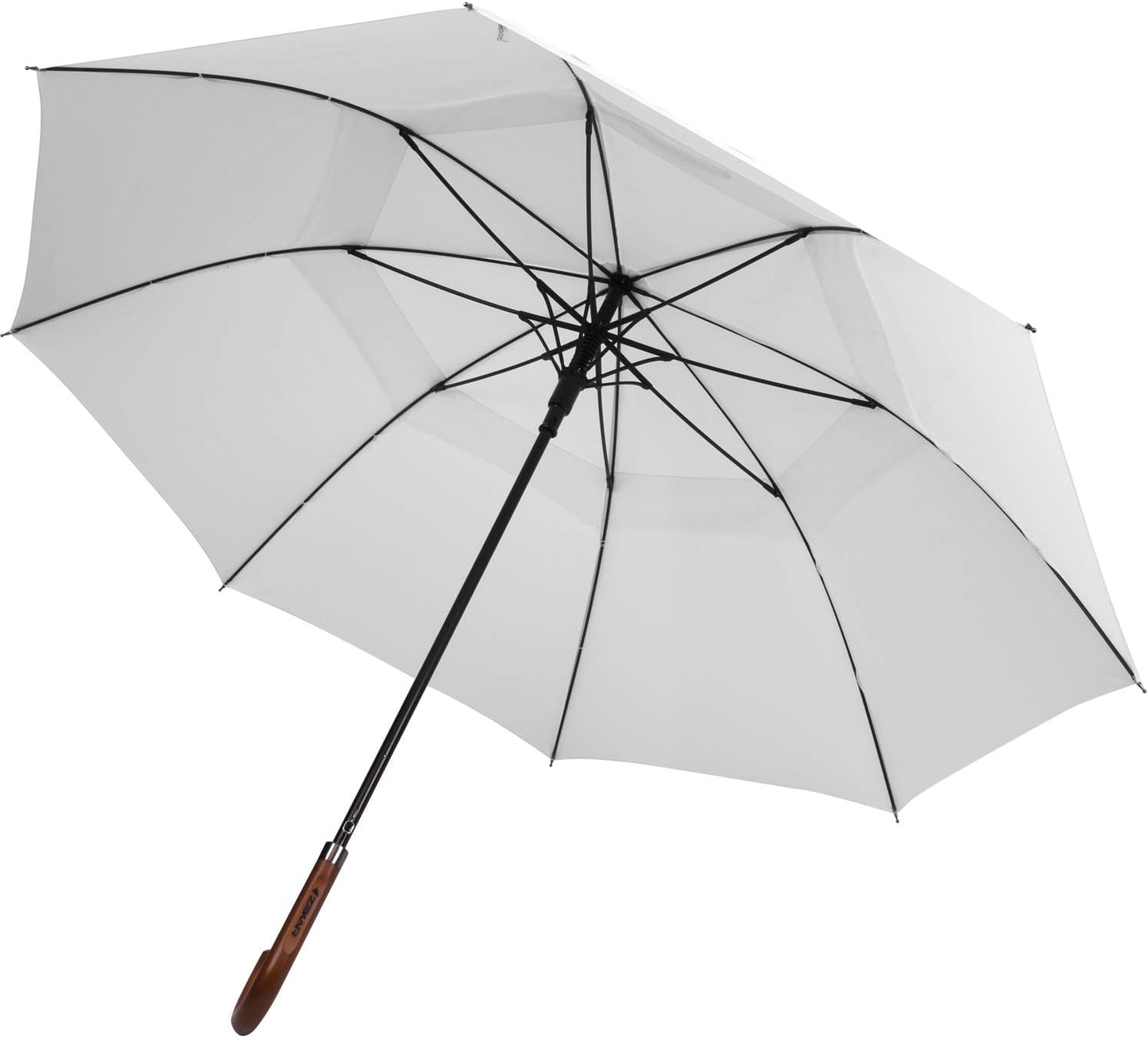 ZEKAR Wooden J-Handle Umbrella, 60 inch, Classic Versions, Large Windproof Stick Umbrella, can Used in Wedding (white, 60”)