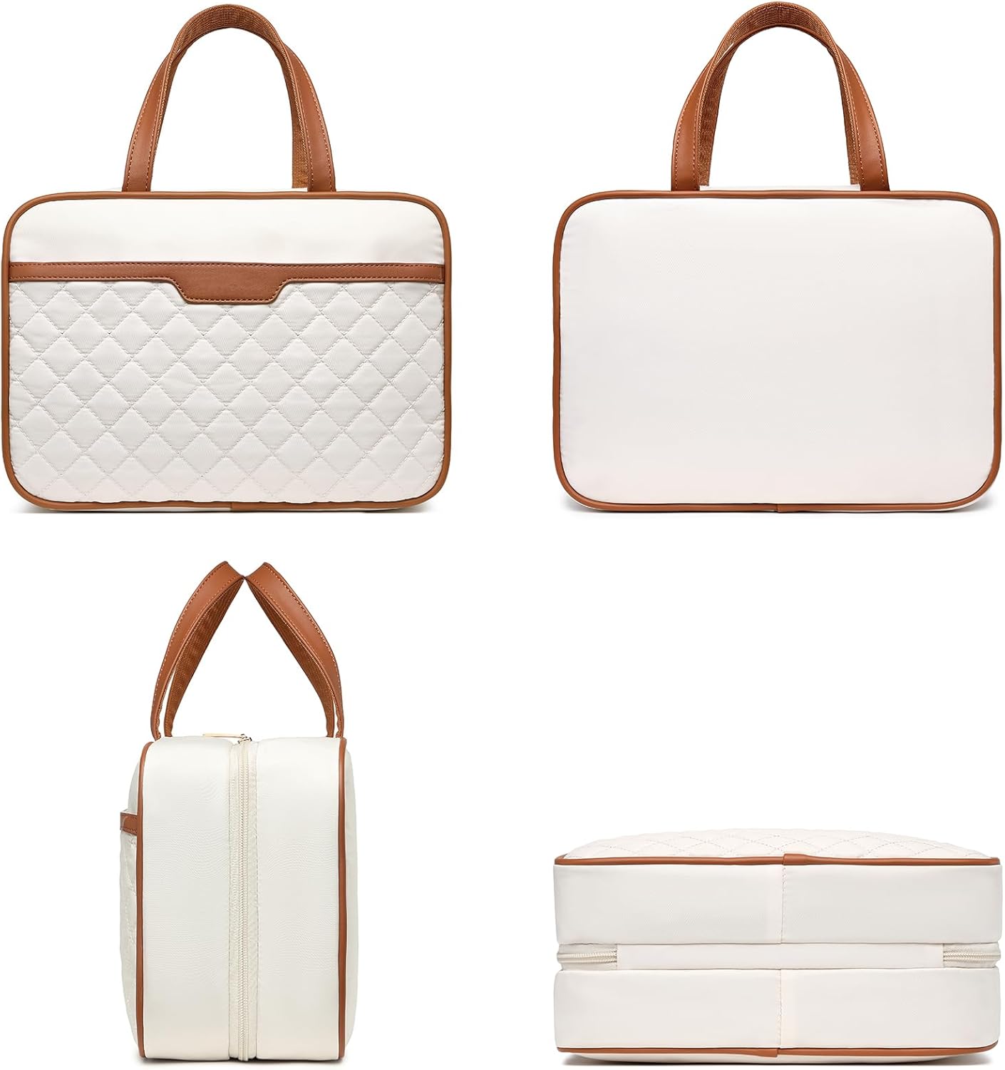 Travel Toiletry Bag for Women Hanging Travel Toiletry Organizer for Full-sized Toiletries Portable Water-resistant Travel Bag with Hanging Hook and 4 Compartments for Travel Essentials and Cosmetics