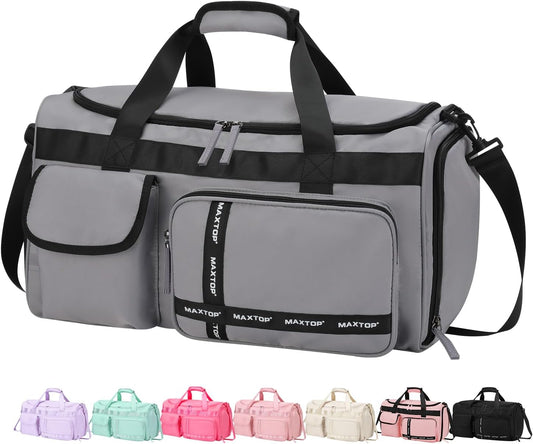 MAXTOP Gym Bag for Women Men Travel Duffle Bag Large Capacity Carry On Weekender Overnight Bag With Shoe Compartment Gym Tote Dry Wet Separation Duffel Bag for Travel