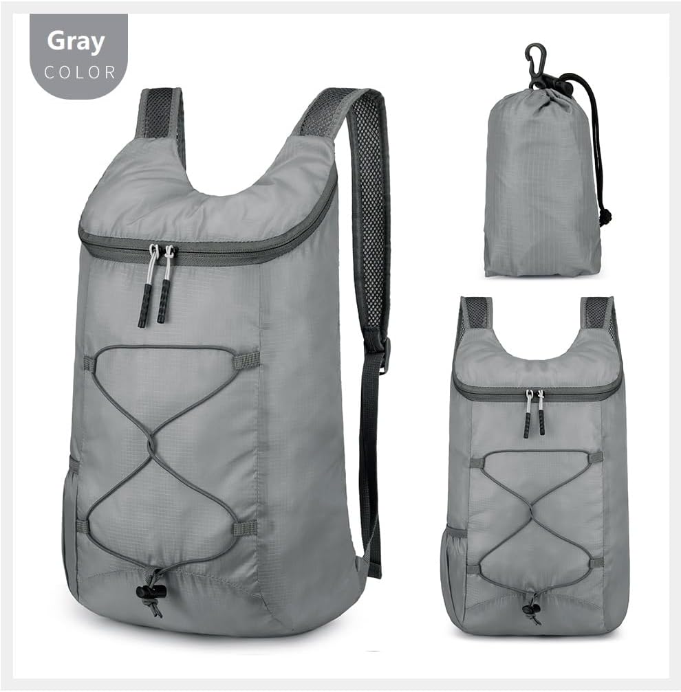 16L Lightweight Foldable Hiking-Backpack Small Packable-Daypack For Travel,Ultralight Water-Resistant Gym Bag Men Women Easy Carry-on (Gray)
