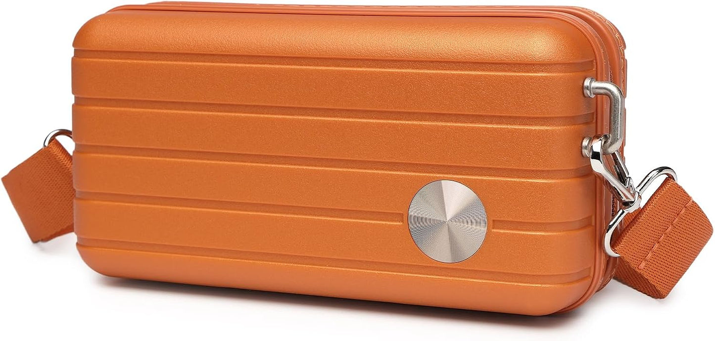 Somago Hard Shell Suitcase Handbag with Adjustable Strap Mini Cosmetic Handbag Cell Phone Purse Bag for 6.9" Shoulder Bag(Sunset Orange)