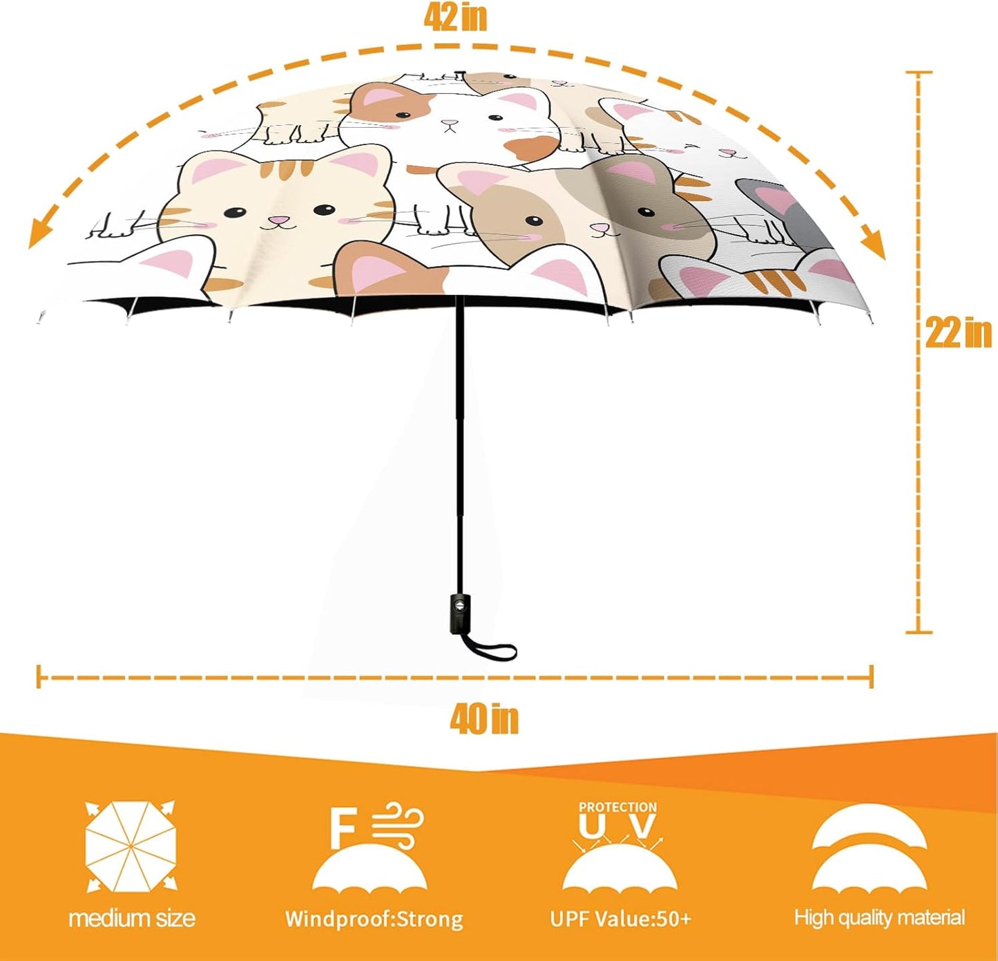 Small Compact Travel Automatic Folding Umbrella for Women, Portable Lightweight, Rain, Wind, UV Sun Shade