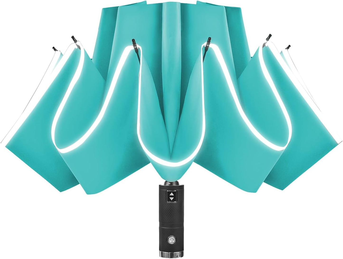 Lejorain Travel Folding Inverted Umbrella - Reverse LED Umbrellas Automatic Open and Close - Reflective Collapsible Reversible Umbrella