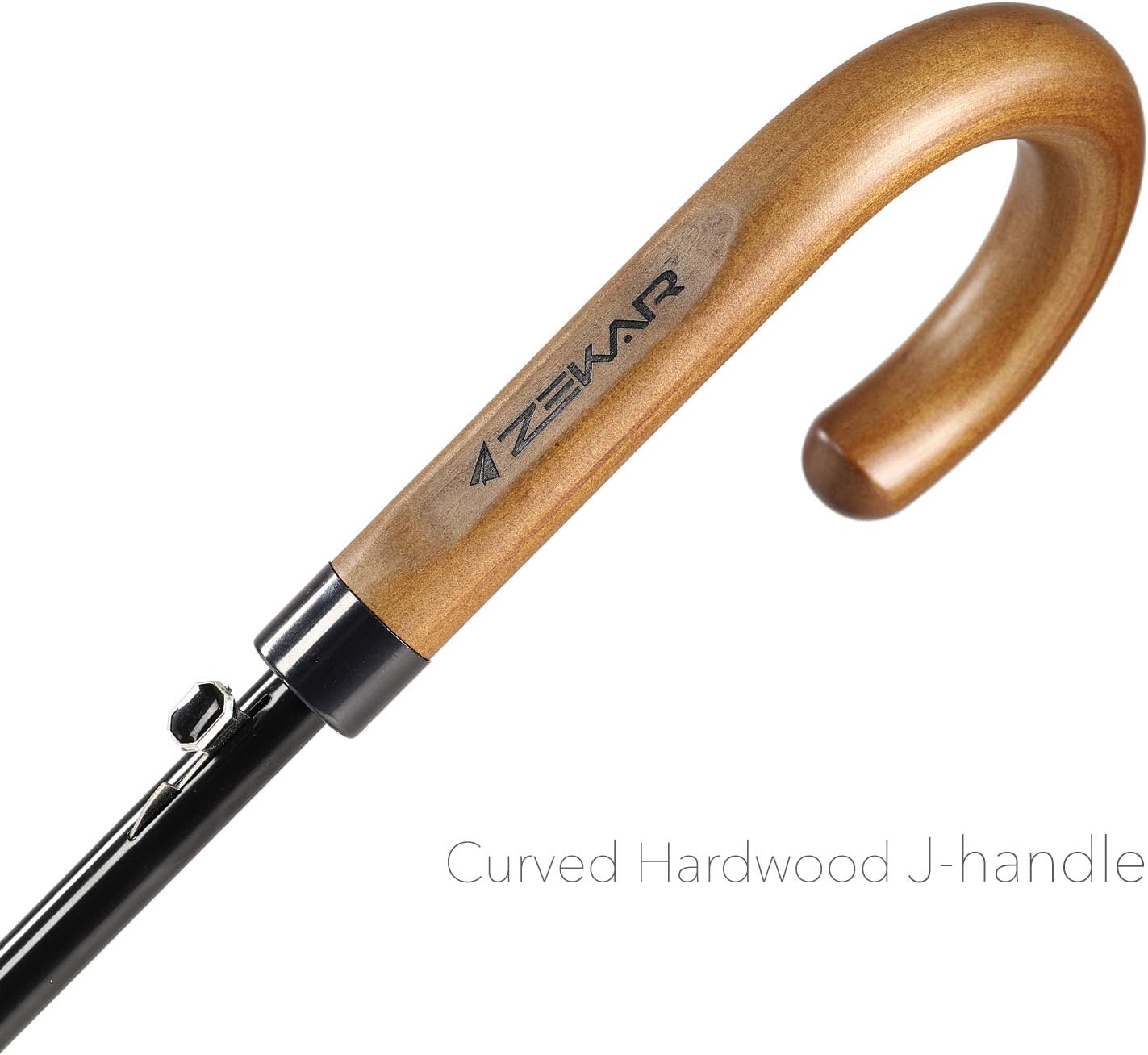 ZEKAR Wooden J-Handle Umbrella, 54/60 / 68 inch, Classic Versions, Large Windproof Stick Umbrella, Auto Open for Men and Women (Black, 60”-pack of 2)