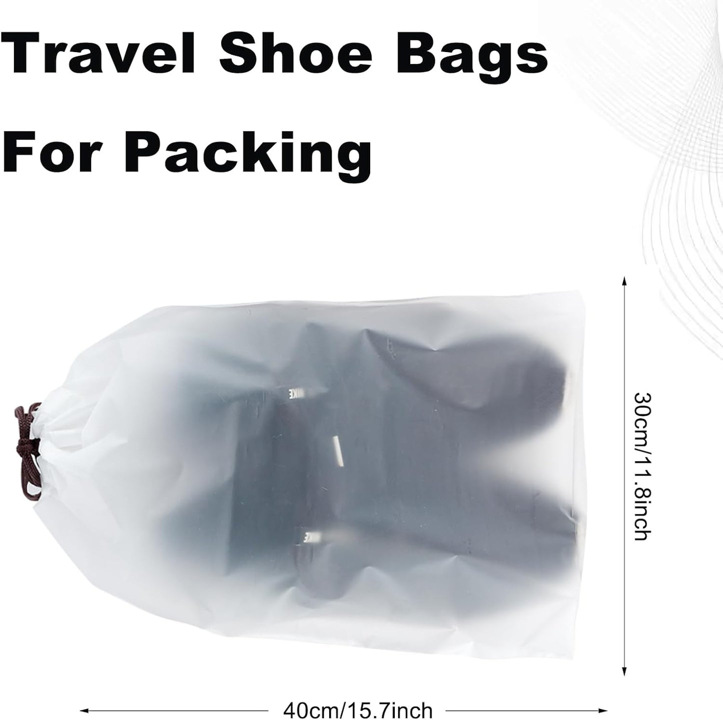 100 Pcs clear Shoe Bags for Travel,11.8“ x 15.7”,Drawstring Travel Shoe Bags for Packing，Waterproof Dustproof Portable Travel Shoe Storage Bag for Men and Women
