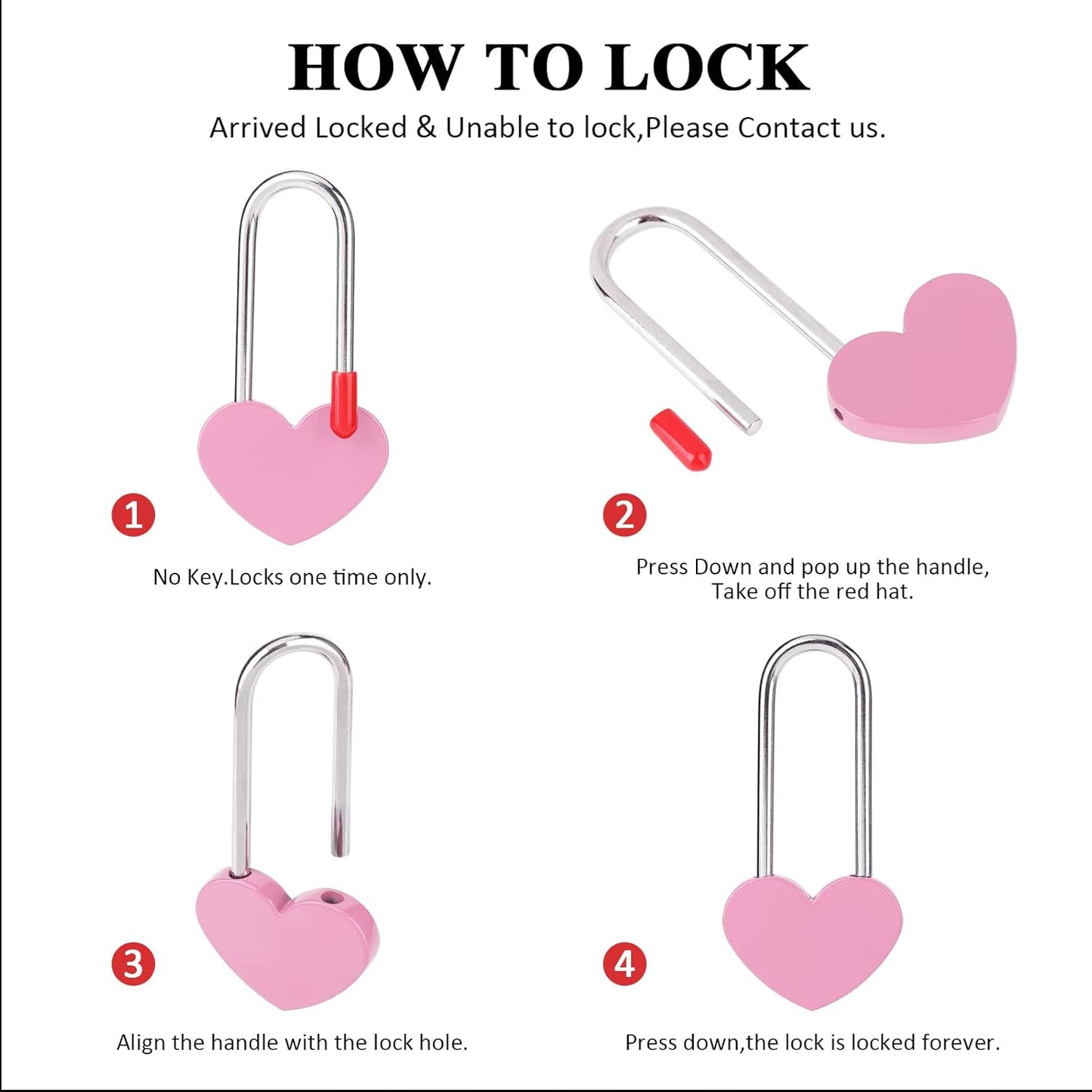 10PCS 3.5" Love Lock Heart Padlock,Pink Single Heart Wish Lock for Lovers Wedding,Valentines,Anniversary,Travel(NO Key)