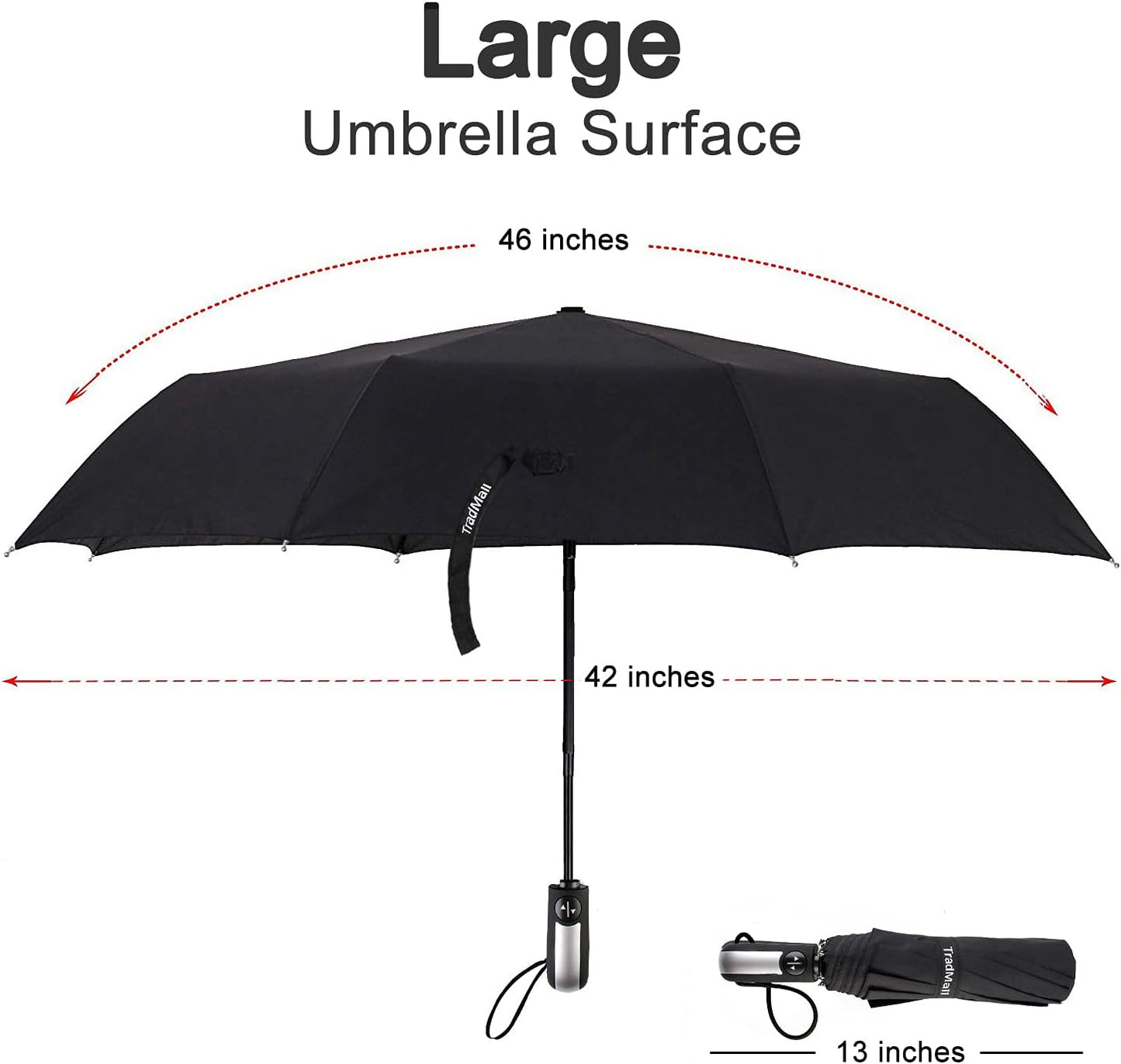 TradMall 5 Pack Bulk Umbrellas Travel Windproof Portable Compact Large Size Canopy for Rain Auto Open & Close