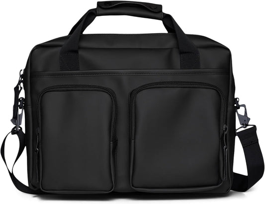 RAINS Texel Tech Bag - Black Waterproof Water Resistant Water Repellent Laptop Bag Unisex Commuter Travel Case 15" Computer Sleeve Tech Organizer - 2 Year Warranty