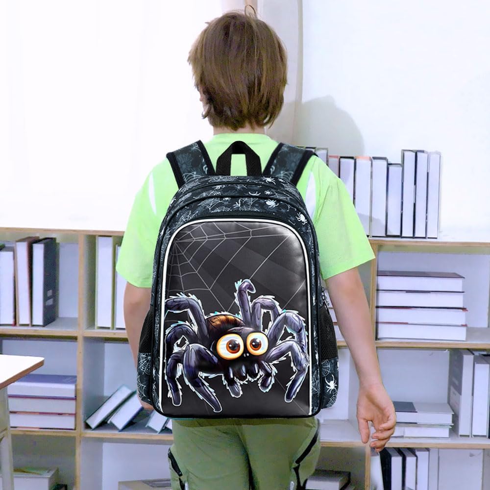 CCJPX 3PCS Kids Backpack for Boys, 16 Inch Spider Water Resistant Preschool Bookbags, Cool Elementary Kindergarten School Backpacks and Lunch Box