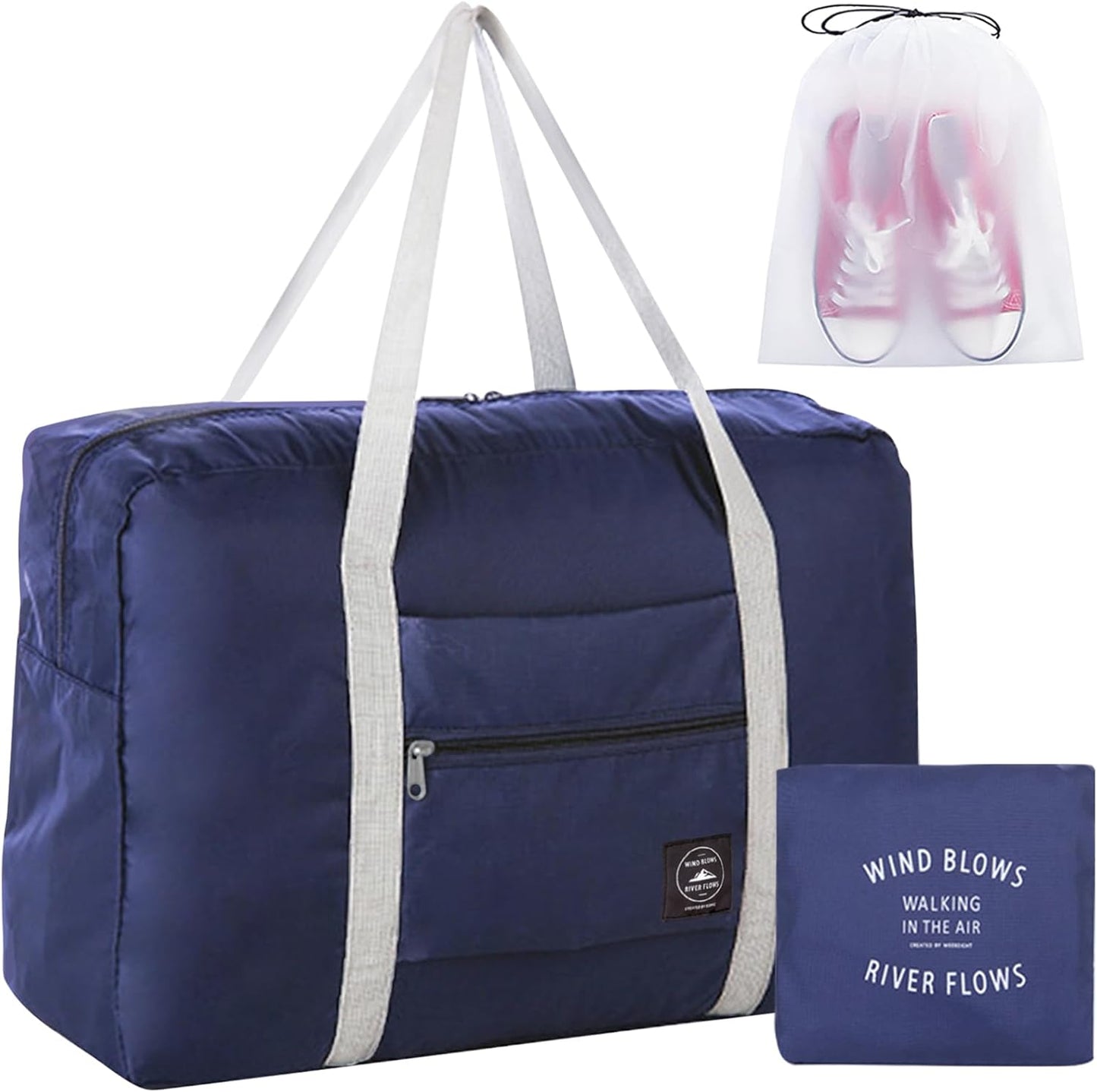 Travel Bag Foldable Travel Bag Tote Bag (Blue+Pe bag)