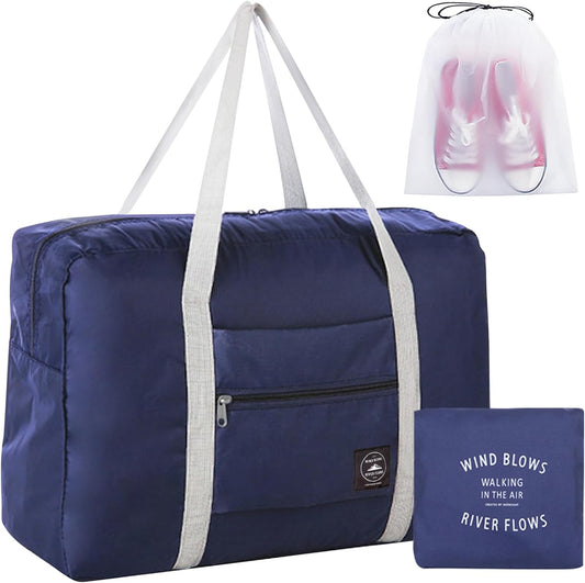 Travel Bag Foldable Travel Bag Tote Bag (Blue+Pe bag)