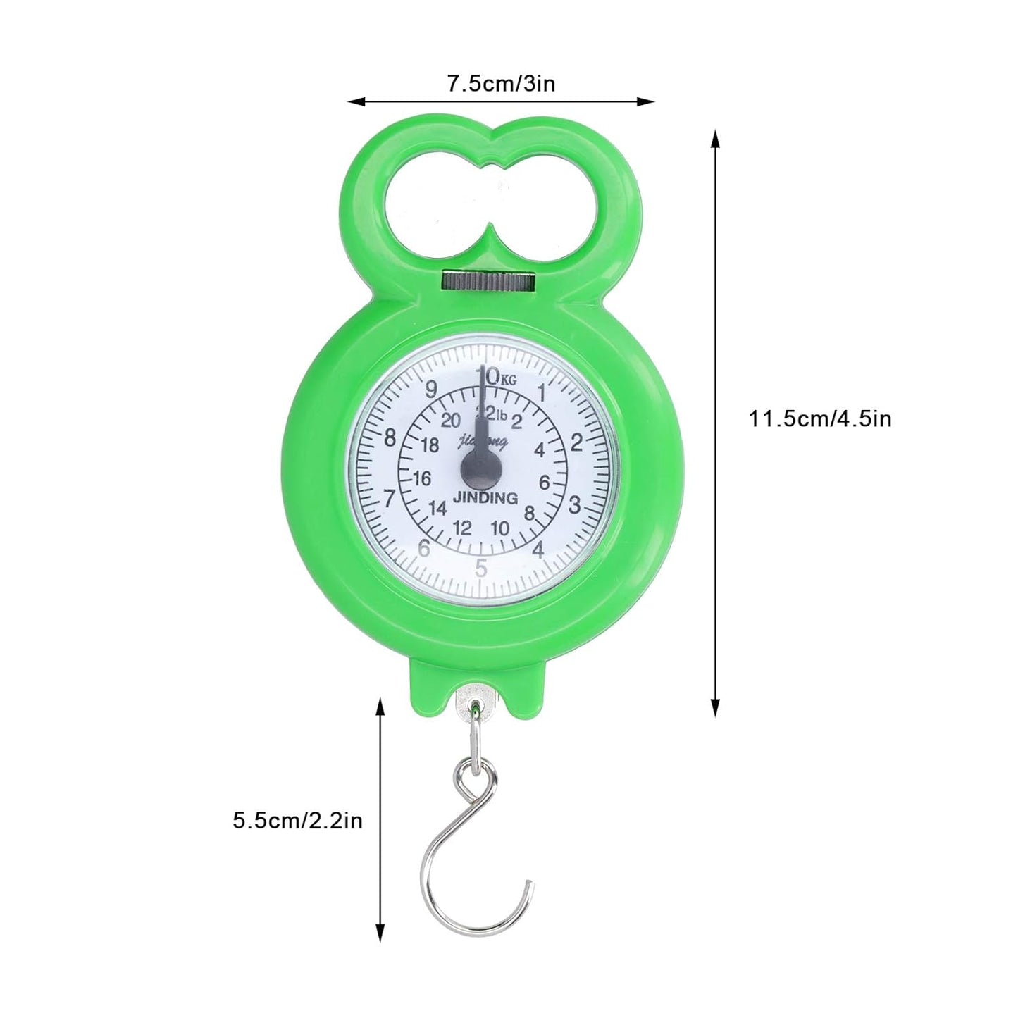 10kg/22lbs Hanging Scale, Portable Mini Spring Scale, Double Scale Mechanical Weighing Scale, Food Scale for Grocery Shopping, Travel, Fishing, Camping, Kitchen Use (Green)