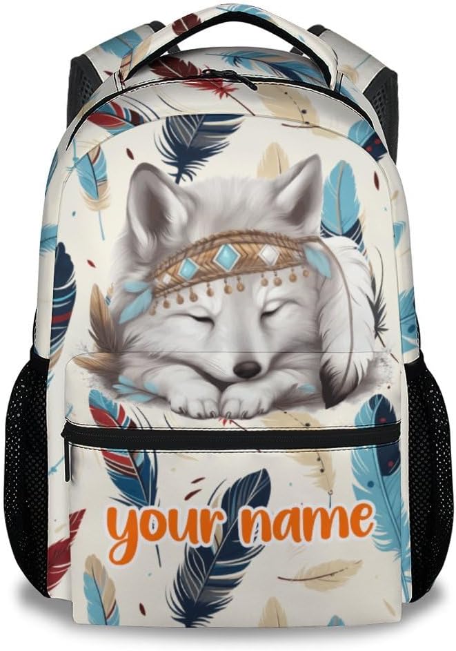 UNIKITTY Custom Kids Backpack - School Backpack for Girls Boys, Cute Wolf Backpacks with Adjustable Straps, 17" Durable Large Capacity Elementary Bookbags for Kids Children