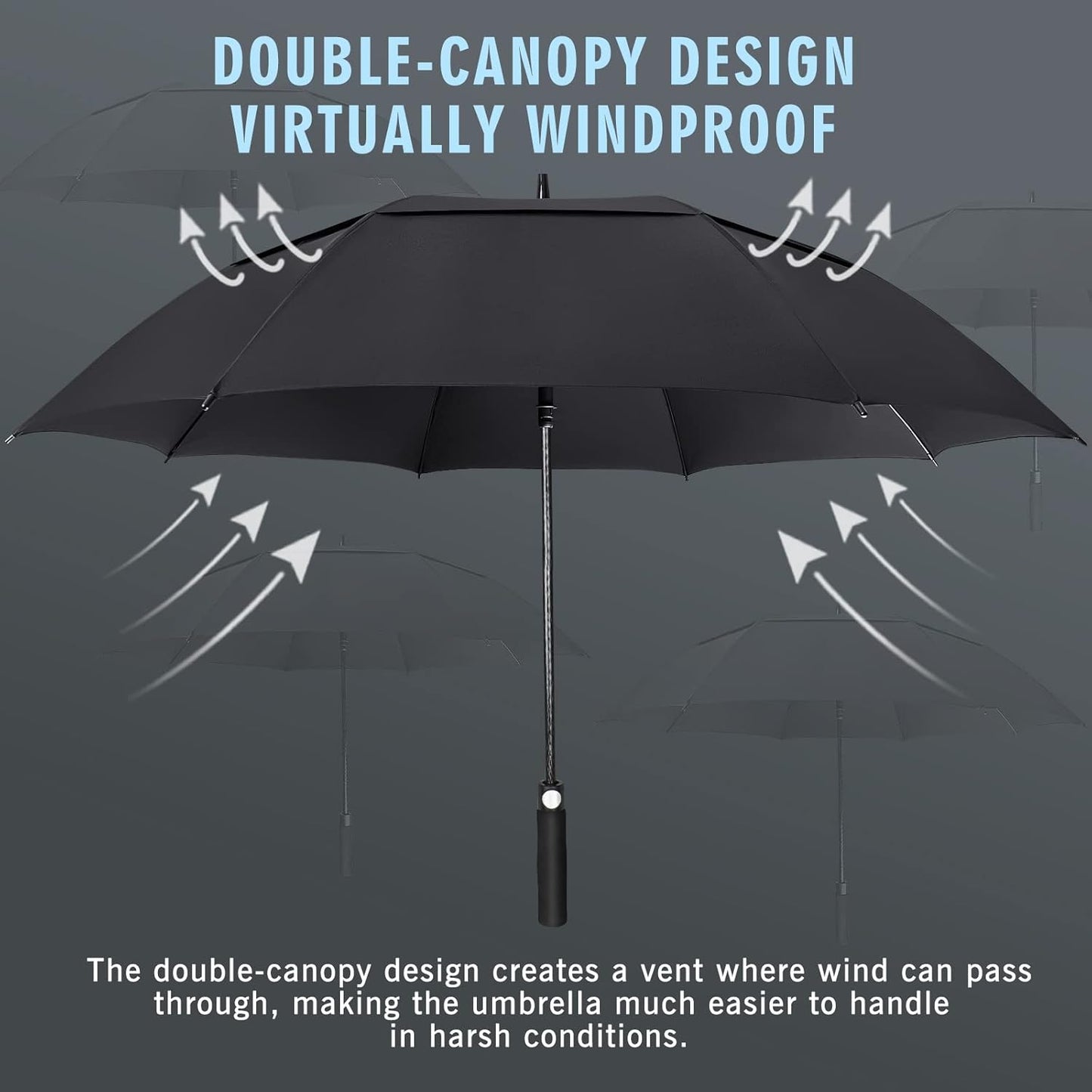 ZOMAKE Golf Umbrella Windproof, Extra Large Oversized Heavy Duty Double Canopy for Rain, Sports Games & Push Cart(51/54/62/68/72Inch)