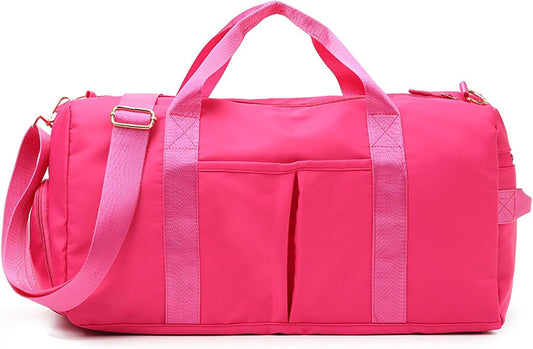 KARRESLY Sports Gym Bag for Women Travel Duffel Bag with Wet Pocket and Shoes Compartment for Training Swim Yoga(Red1)