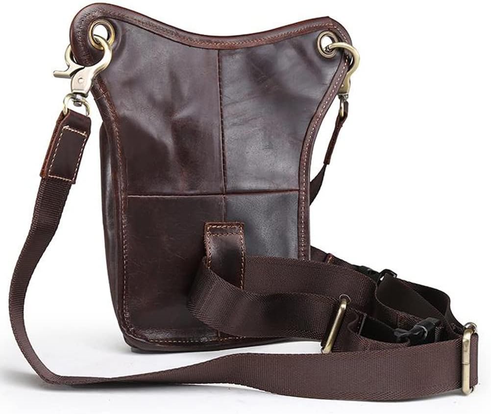 Leather Waist Pack Drop Leg Bag for Men Women Belt Bumbag Multi-Purpose Motorcycle Bike Outdoor Sports Tactical Cycling Riding Hiking Camping Pouch