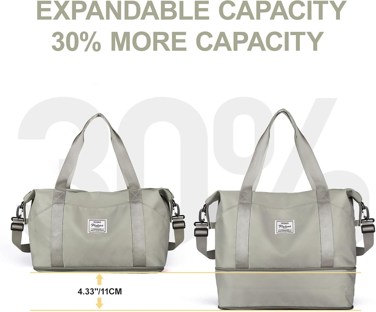 Travel Duffel Bag, Sports Tote Gym Bag, Shoulder Weekender Overnight Bag for Women