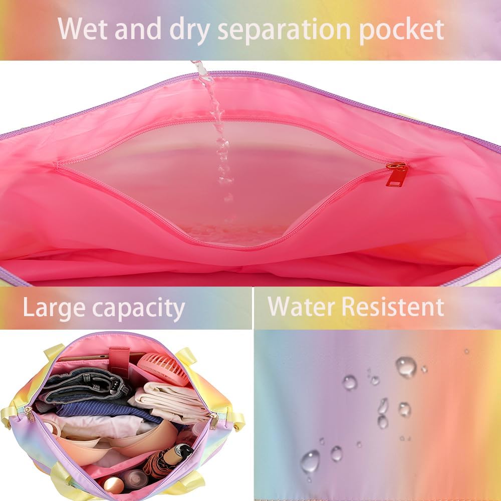 Large Travel Duffel Bag With Wheels Waterproof Lightweight, Sports Tote Gym Bag, Carry on Luggage with Dry&Wet Separation for Gym, Vacation