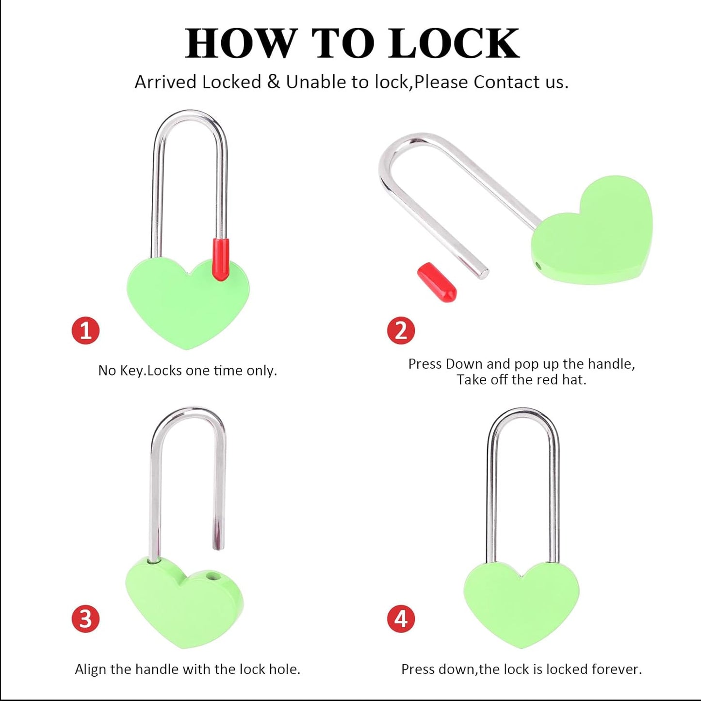 10PC 3.5" 50mm Love Lock Heart Padlock,Green Single Heart Wish Lock for Lovers Wedding,Valentines,Anniversary,Travel, Valentines Day, Bridge(NO Key)