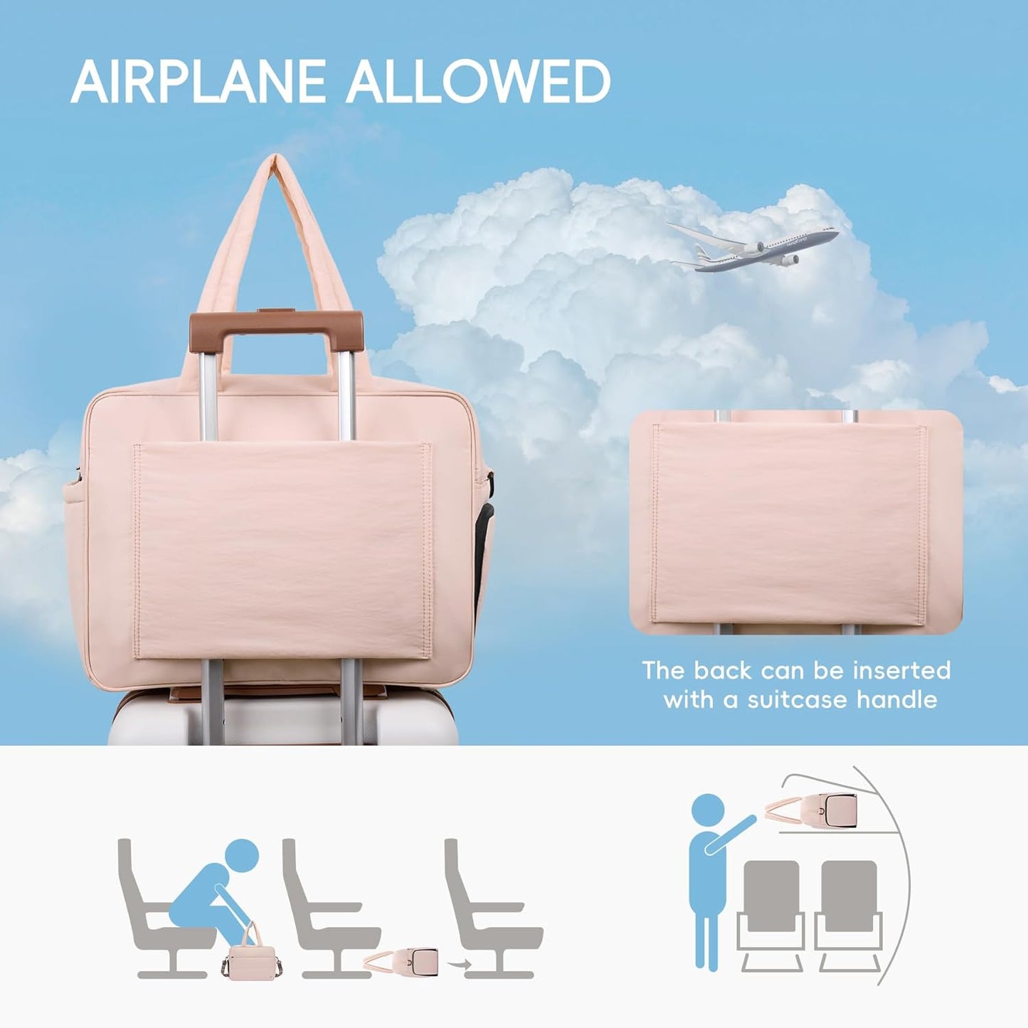 CLUCI Weekender Travel Bag for Women Puffer Tote Bag Carry On Duffle Overnight Bags with Shoe Compartment