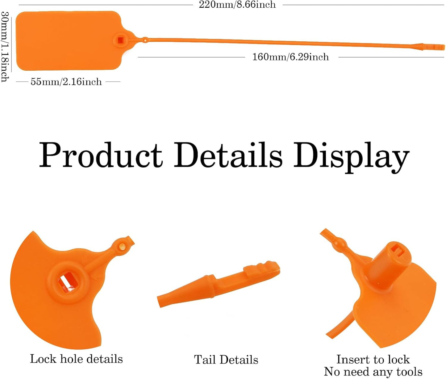 100pcs Luggage Tags Plastic Seals Shipping Label Logistics Use Sign Tie, Sealing Storage Multi Purpose Name ID Tag with Marker for Backpack, Schoolbag, Car Key (Orange)