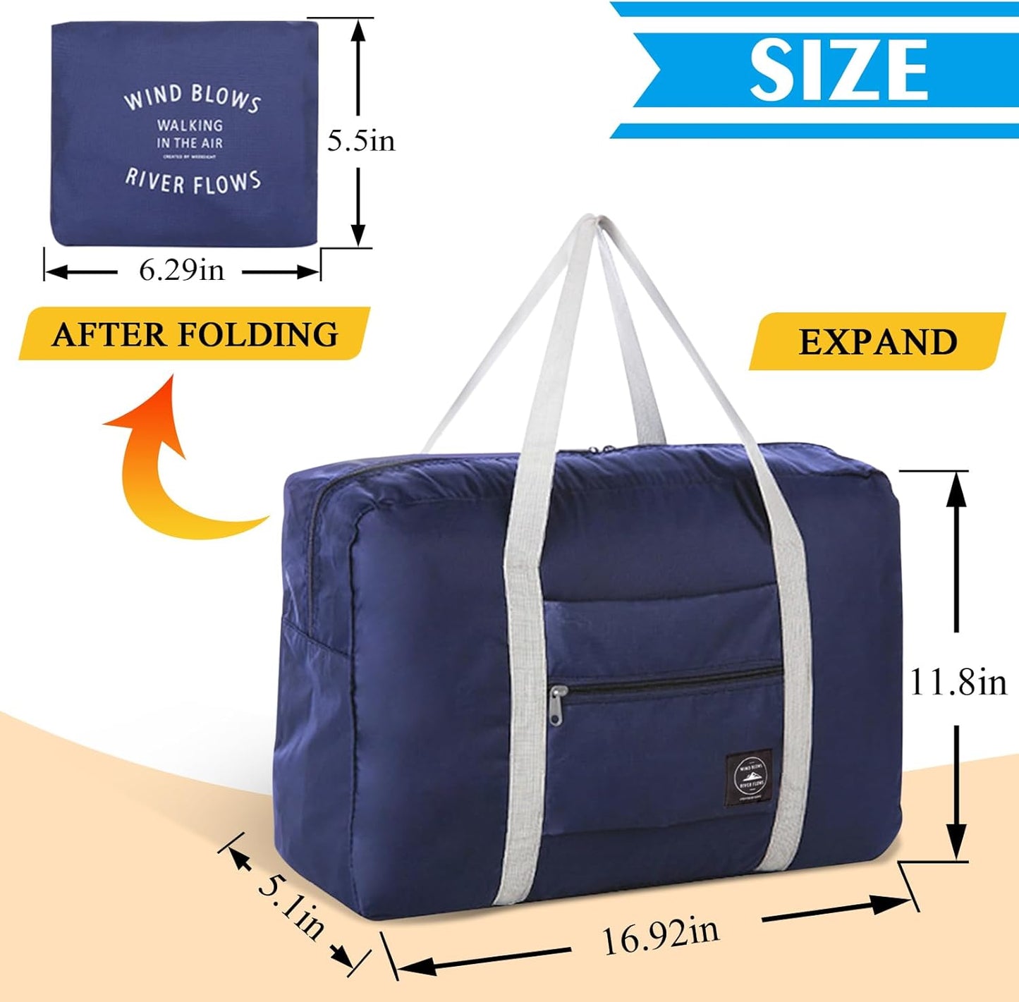 Travel Bag Foldable Travel Bag Tote Bag (Blue+Pe bag)