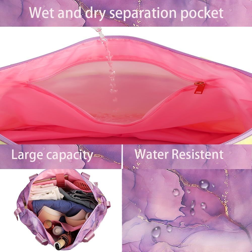 Large Travel Duffel Bag With Wheels Waterproof Lightweight, Sports Tote Gym Bag, Carry on Luggage with Dry&Wet Separation for Gym, Vacation