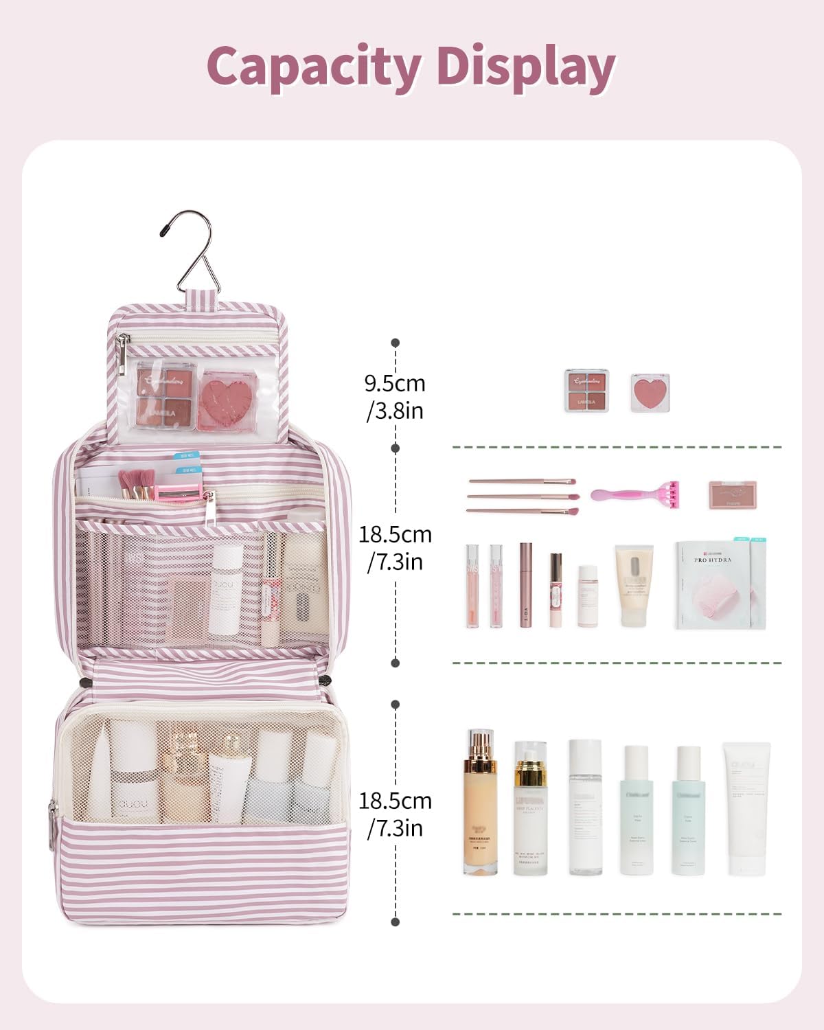 Narwey Small Hanging Travel Toiletry Bag for Women, Travel Bag for Toiletries, Makeup Bag Organizer Cosmetic Bags Make Up Bags for Girls