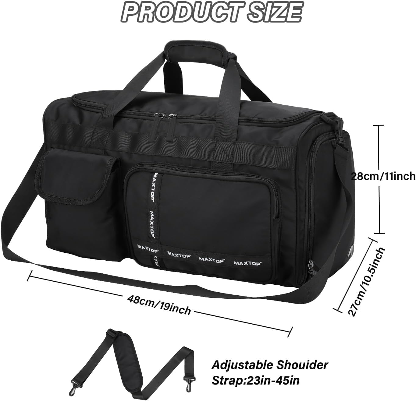 MAXTOP Gym Bag for Women Men Travel Duffle Bag Large Capacity Carry On Weekender Overnight Bag With Shoe Compartment Gym Tote Dry Wet Separation Duffel Bag for Travel