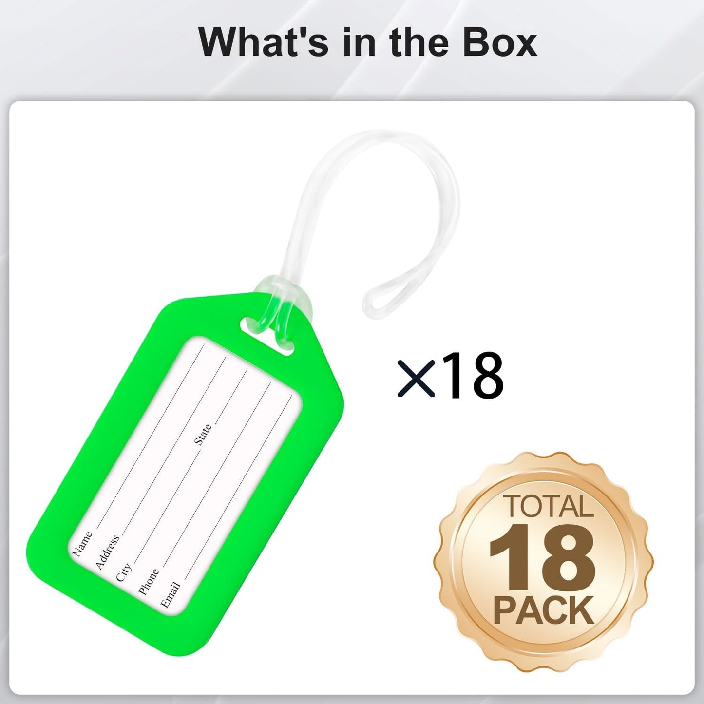 18 Pack Luggage Tag Bright Luggage Tags for Suitcases Bag Tags Name Tags for Kids Travel Accessories Must Haves by Sodsay (Green)