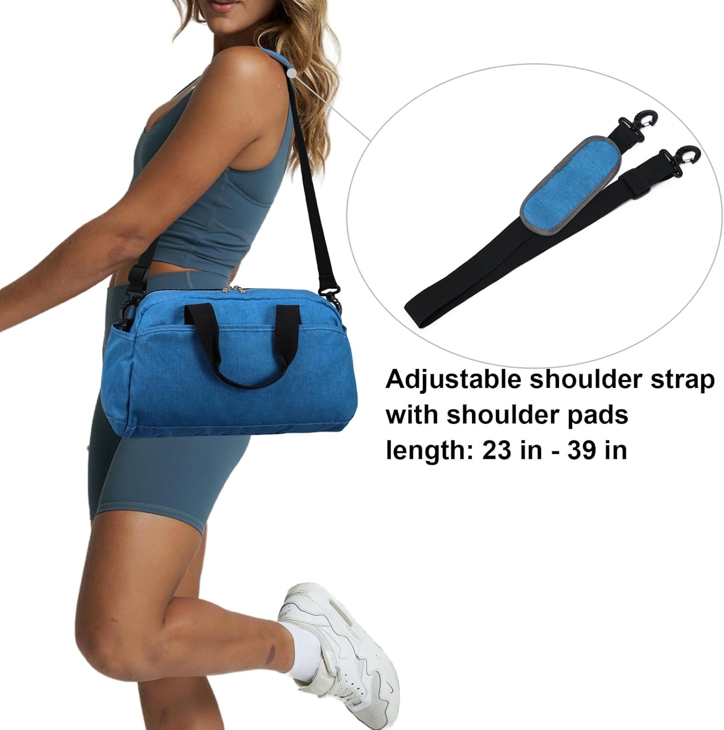 14 inch Small Gym Bag for Women & Men, Mini Duffel Bag for Travel Sports Lightweight Carry On Bag,Navy Blue