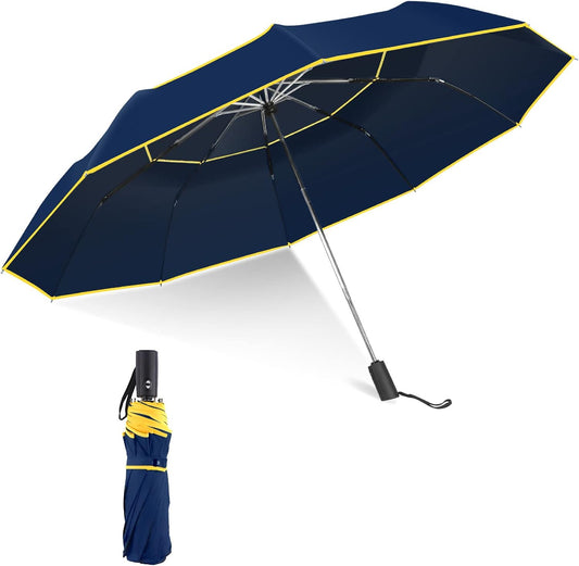 Kalolary 62 Inch Automatic Golf Umbrella - Extra Large Folding, Windproof, Compact, Double Canopy, Travel Folding, Oversize Rain Umbrella for Home Family Use