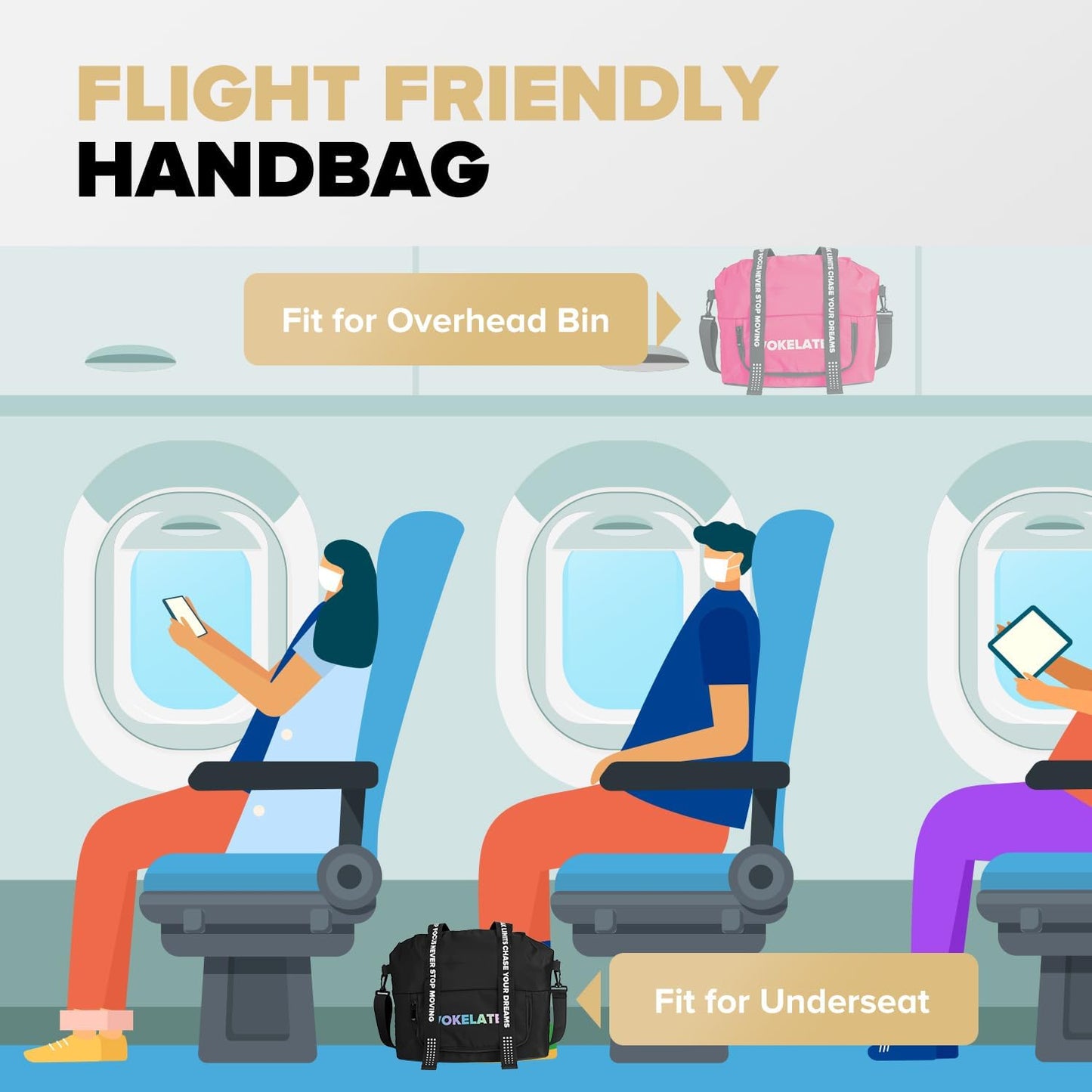 Sport Gym Bag for Women, Carry on Tote Personal Item Bag with Shoes Compartment, Travel Duffle Bag for Girl, Lightweight Overnight Luggage Bag for Travel, Airplanes, Sports - Black