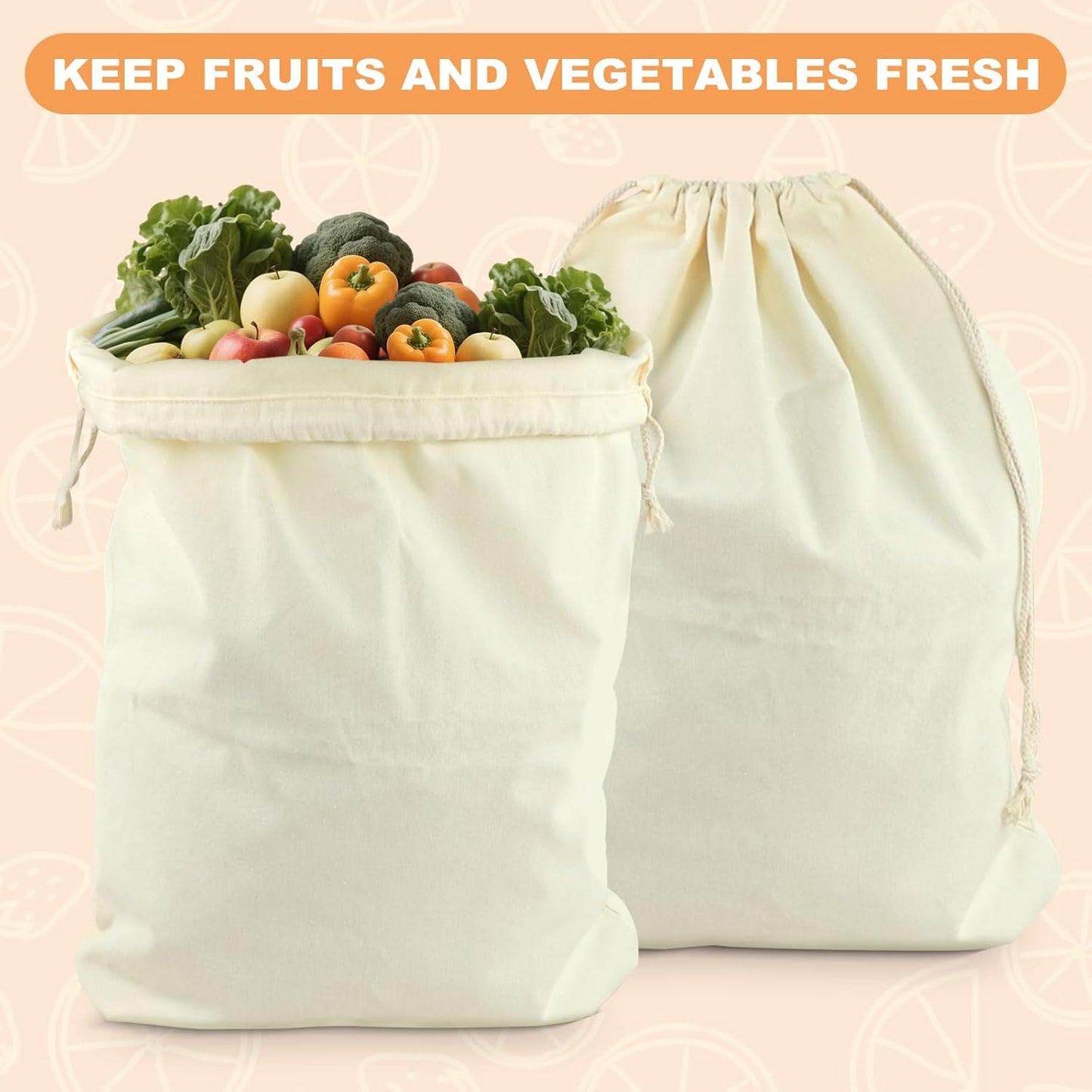 2-Pack Cotton Drawstring Storage Bags - Versatile Organizer for Shoes, Travel & Home, Breathable Fabric, Matching Size Set (12"x15"), Durable Reusable Pouches