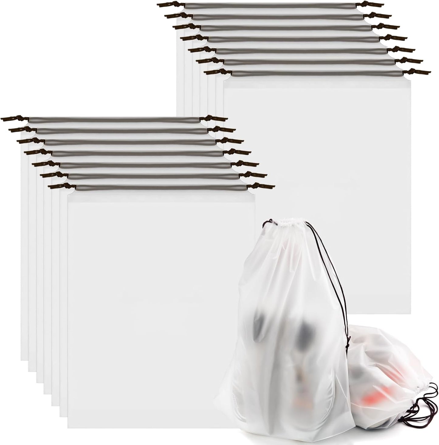 100pcs Clear Shoe Bags for Travel, 15.7" x 11.8" Waterproof Dust Bags with Drawstring, Portable Storage for Men and Women