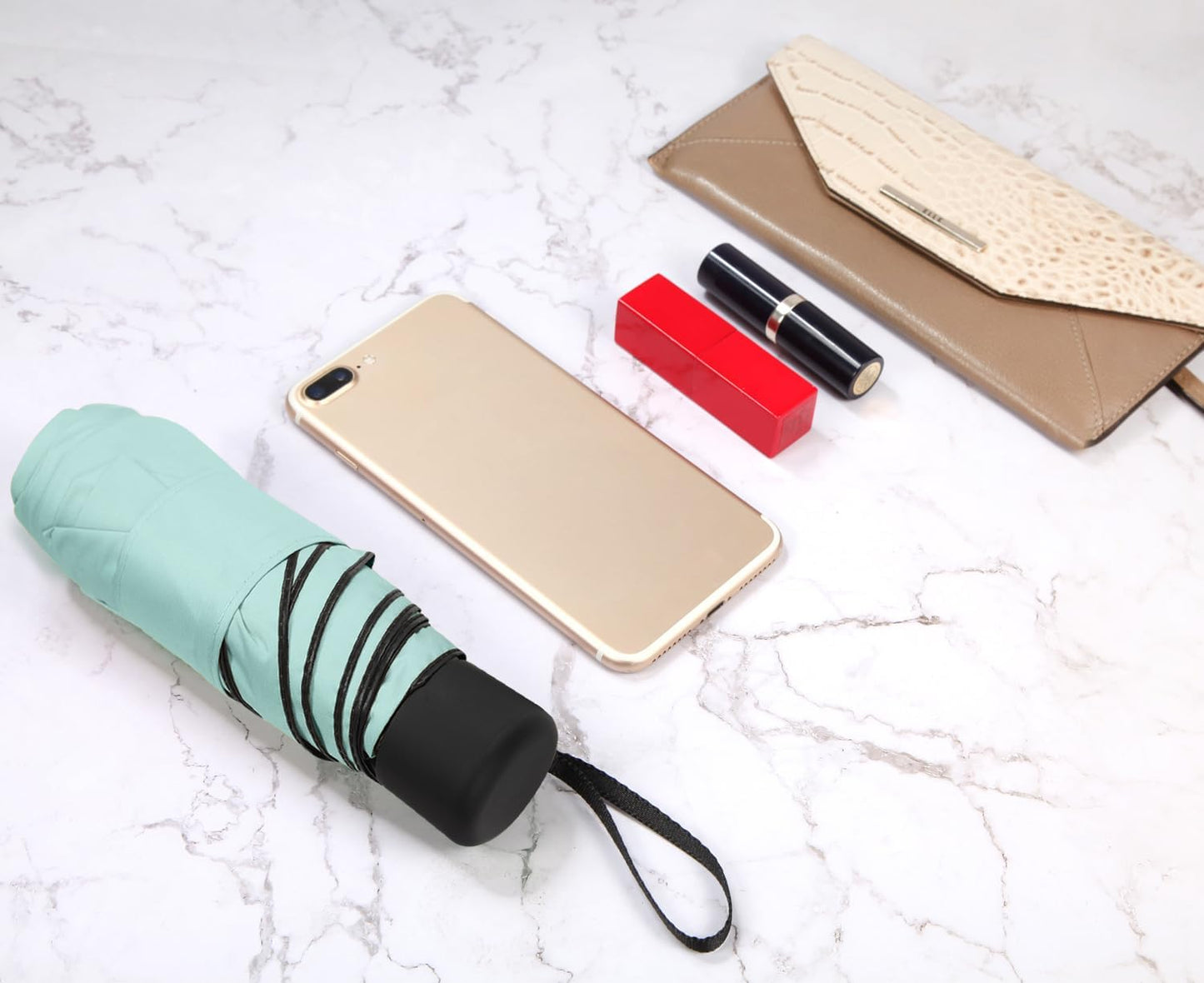 Small Travel Umbrella Compact for UV Protection Light Purse Size Umbrellas for Sun Rain Portable for Backpack