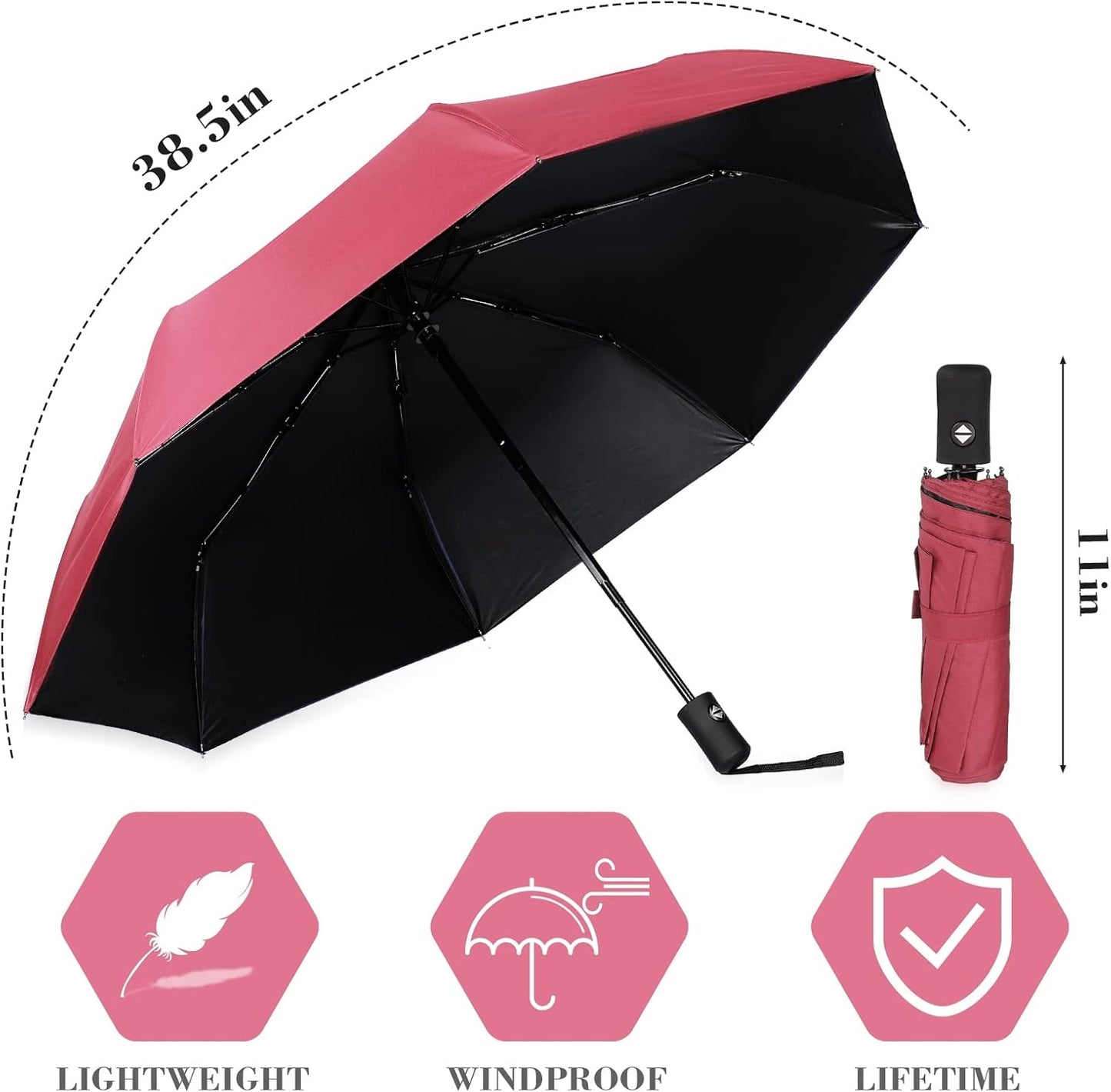 Jexine 6 Pcs Travel Compact Umbrella Automatic Open Close Windproof Small Light Backpack Purse Car Portable Collapsible Umbrella for Rain, Men Women