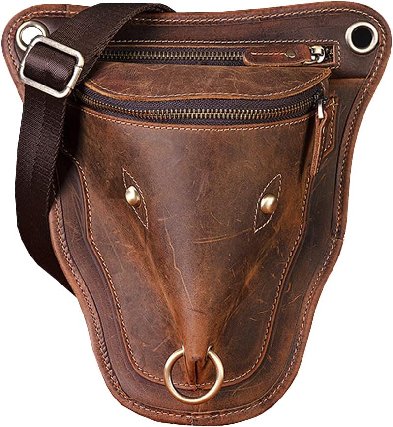 Leather Waist Pack Drop Leg Bag for Men Women Belt Bumbag Multi-Purpose Motorcycle Bike Outdoor Sports Tactical Cycling Riding Hiking Camping Pouch