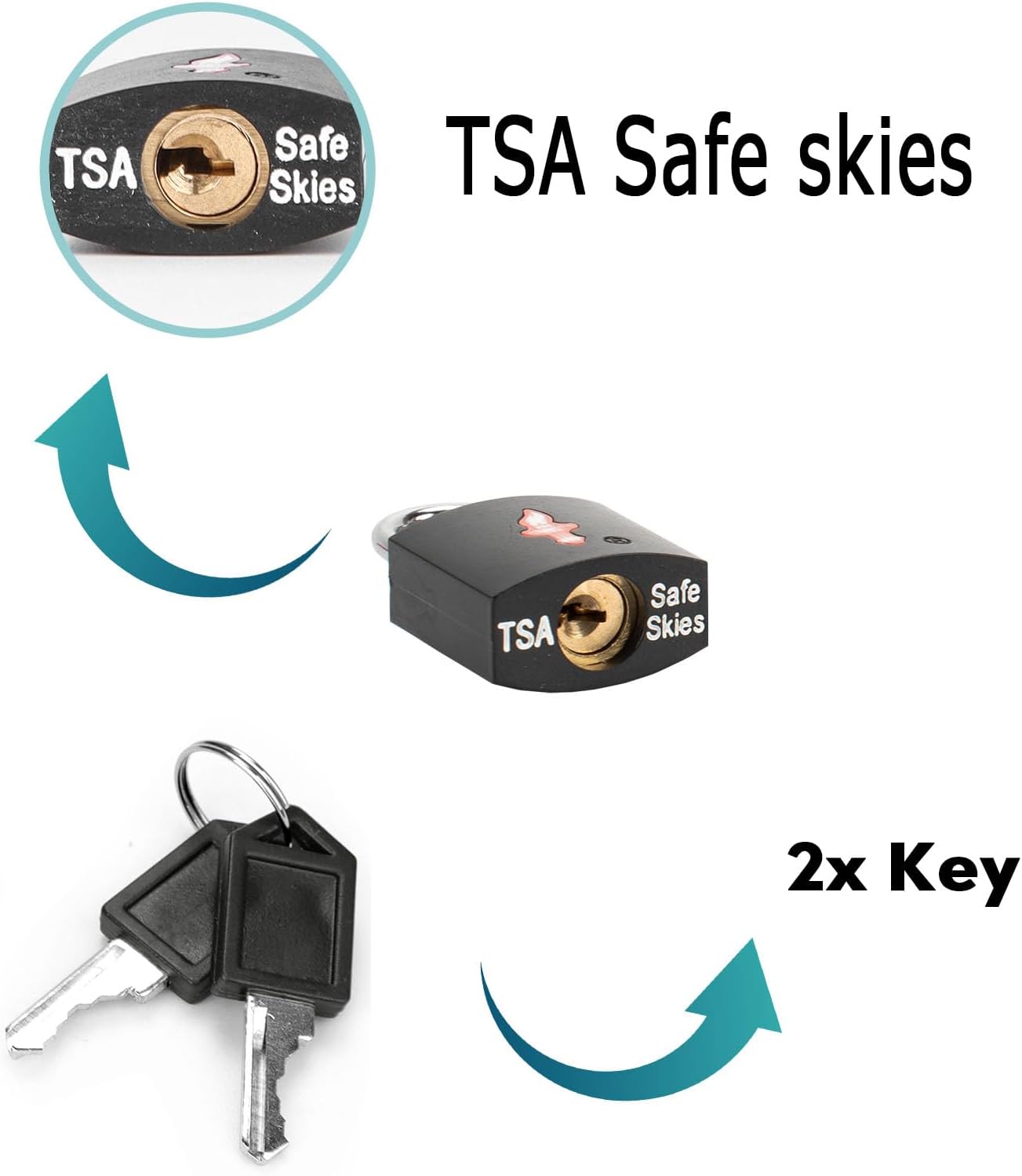 12 Pack 11/12 Inch Wide TSA Luggage Lock for Suitcases, Gun Cases & Travel Bags - Solid Brass Security Lock with Color Shell (12 Colors: Black/Juice)