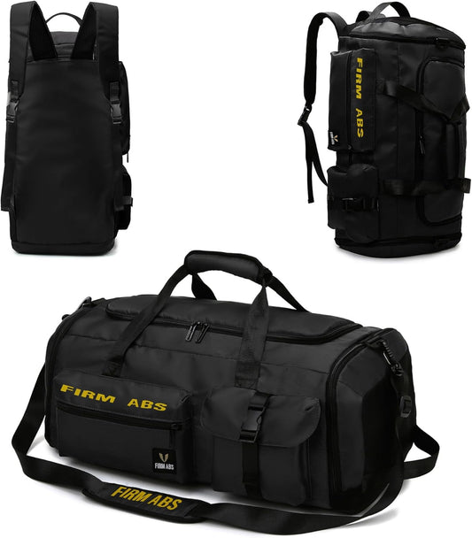 Gym Bag for Men & Women, 65L Large Capacity Travel Duffle Bag 3 in 1 Convertible Backpack with Shoes Compartment and Dry and Wet Separation