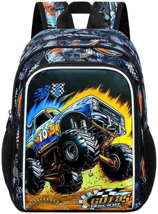 13" Truck Toddler Backpack for Boy, School Kids Bookbag for Preschool Kindergarten(Black)