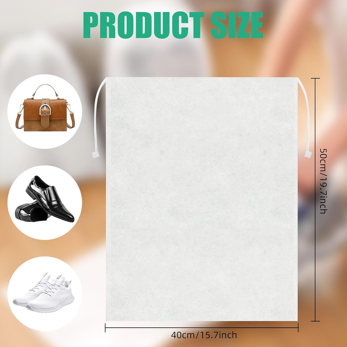 100 Pack Shoe Bags for Travel, 20 x 16 Inch Large Dust Bags for Handbags, Non Woven Travel Shoe Bags for Packing in Suitcase, Drawstring Breathable Shoe Travel Bag, Dust Cover for Storage
