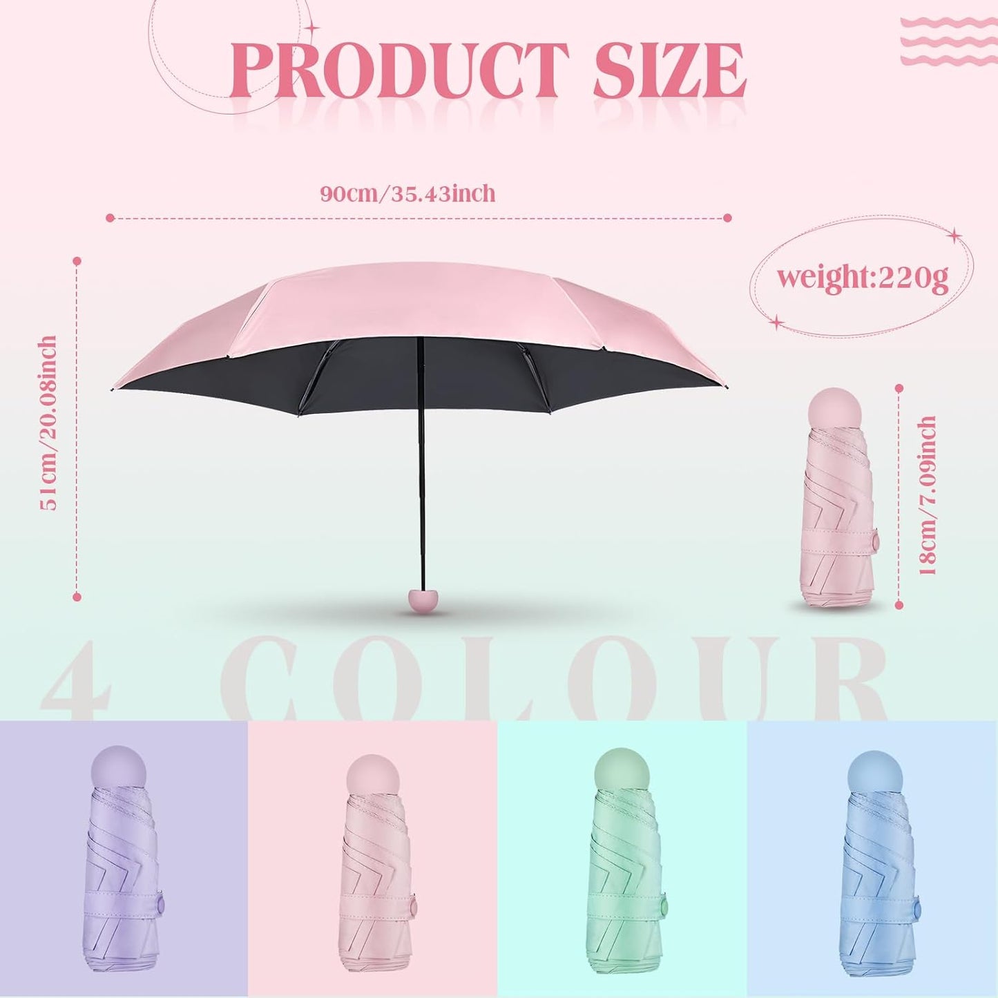 Sweetude 12 Pcs Travel Mini Umbrellas for Purse Bulk Folding Compact Lightweight Windproof UV Pocket Collapsible Umbrella for Kids Backpack Rain Wedding Party Women Girls