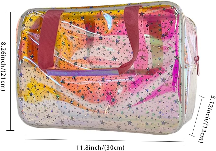 ONEART Waterproof PVC Cosmetic Bag - Clear Makeup Pouch for Travel Toiletry Organizer - Wrinkle-Resistant & Lightweight (1-Pack) (Holographic pink)