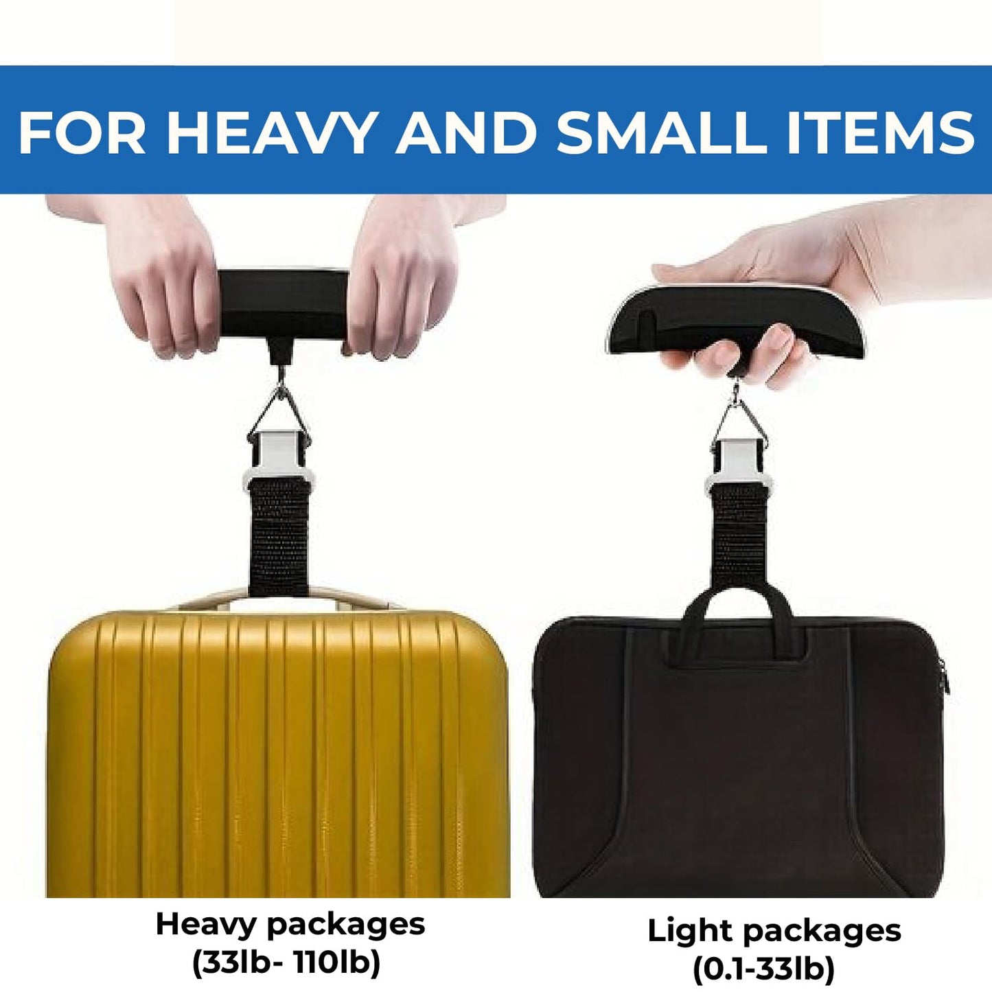 Luggage Scale, Digital Portable Handheld Suitcase, Travel Hanging Baggage with Backlit LCD Display, 50kg/110Pounds