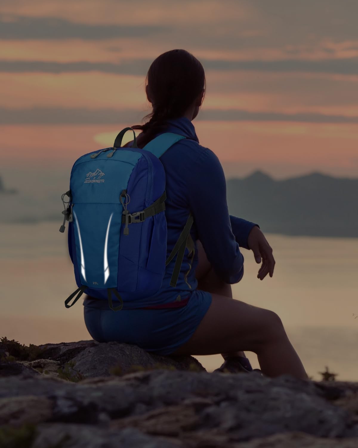 15L Small Padded Hiking Backpack with Chest Strap for Men Women, Lightweight Waterproof Daypack for Travel, Blue