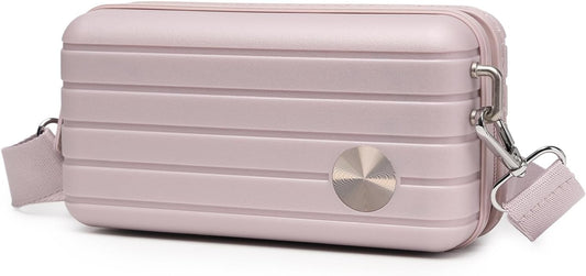 Somago Hard Shell Suitcase Handbag with Adjustable Strap Mini Cosmetic Handbag Cell Phone Purse Bag for 6.9" Shoulder Bag(Nude Pink)