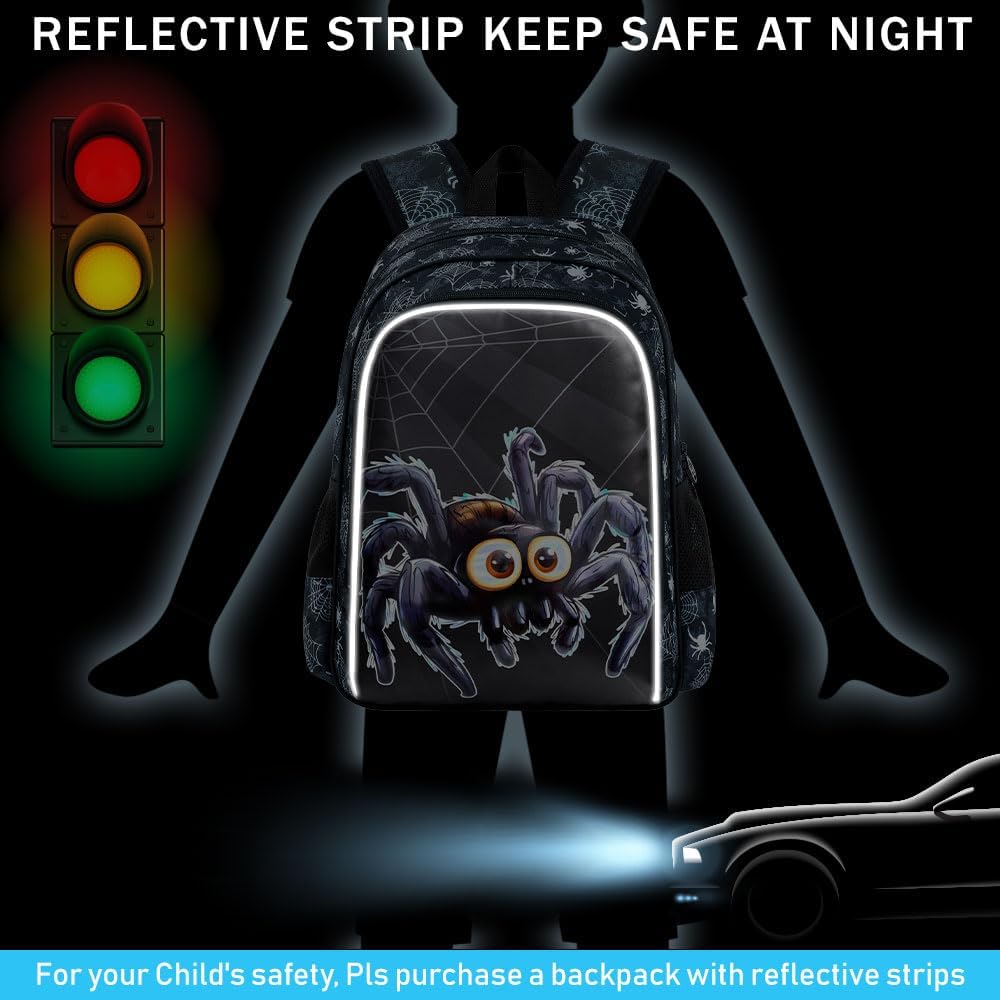 CCJPX 3PCS Kids Backpack for Boys, 16 Inch Spider Water Resistant Preschool Bookbags, Cool Elementary Kindergarten School Backpacks and Lunch Box