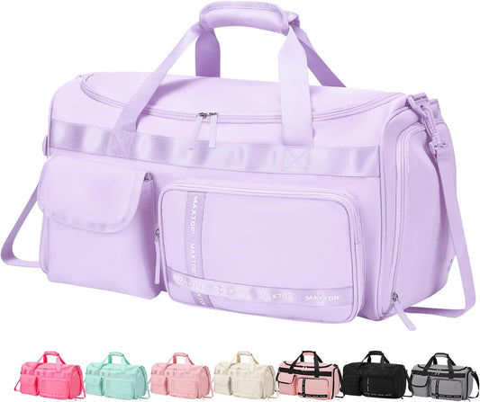 MAXTOP Gym Bag for Women Men Travel Duffle Bag Large Capacity Carry On Weekender Overnight Bag With Shoe Compartment Gym Tote Dry Wet Separation Duffel Bag for Travel