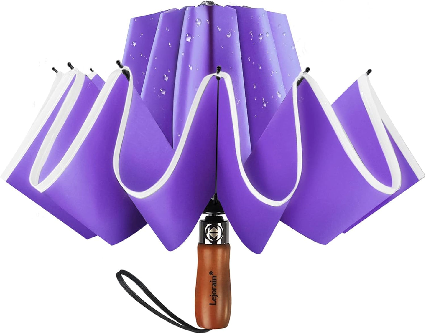 Lejorain Golf Large Inverted Umbrella - Black Big Windproof Heavy Duty Upside Down 46/50/54 Inch Compact Reverse Car Automatic Folding Reflective Umbrella